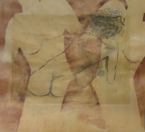 Akt Acryl und Pastellkreide auf Museumskarton 70 cm x 70 cm